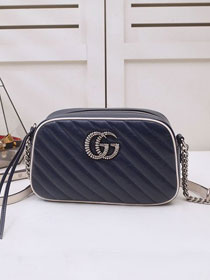 GG marmont original calfskin small shoulder bag 447632 navy blue