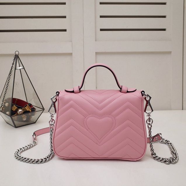 GG marmont original calfskin mini top handle bag 547260 pink