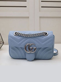 GG original calfskin marmont mini bag 446744 light blue