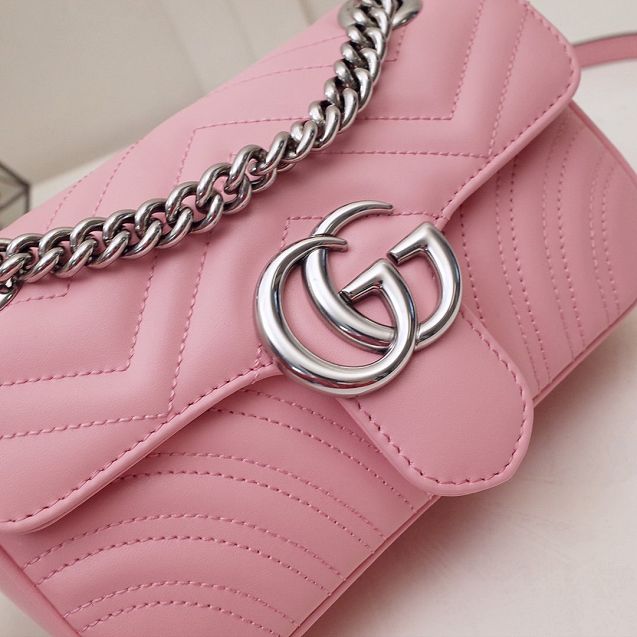 GG original calfskin marmont mini bag 446744 pink