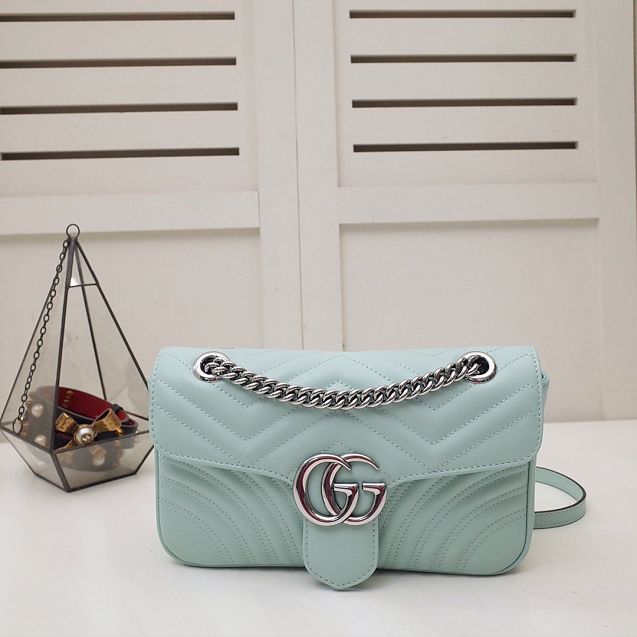 GG original calfskin marmont small shoulder bag 443497 pastel green