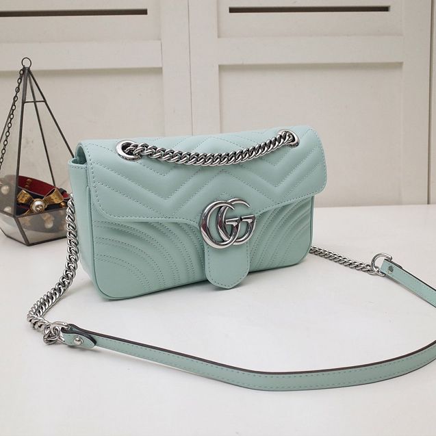 GG original calfskin marmont small shoulder bag 443497 pastel green