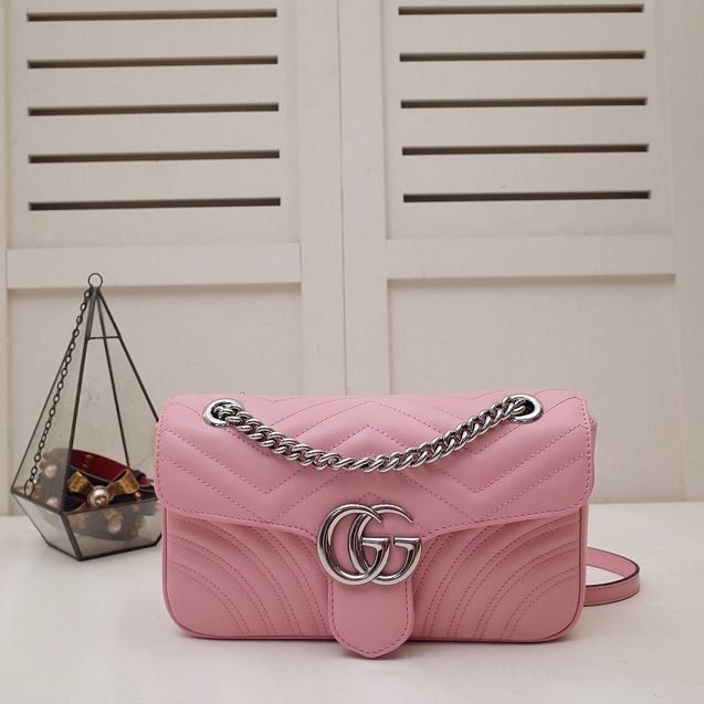 GG original calfskin marmont small shoulder bag 443497 pink