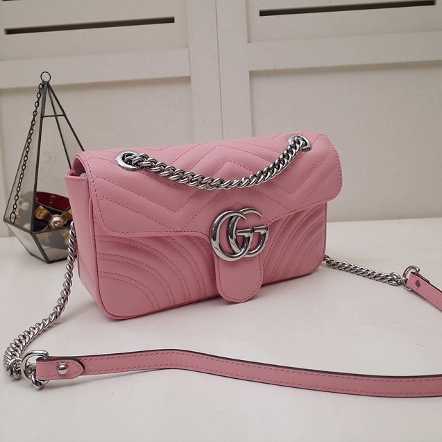 GG original calfskin marmont small shoulder bag 443497 pink