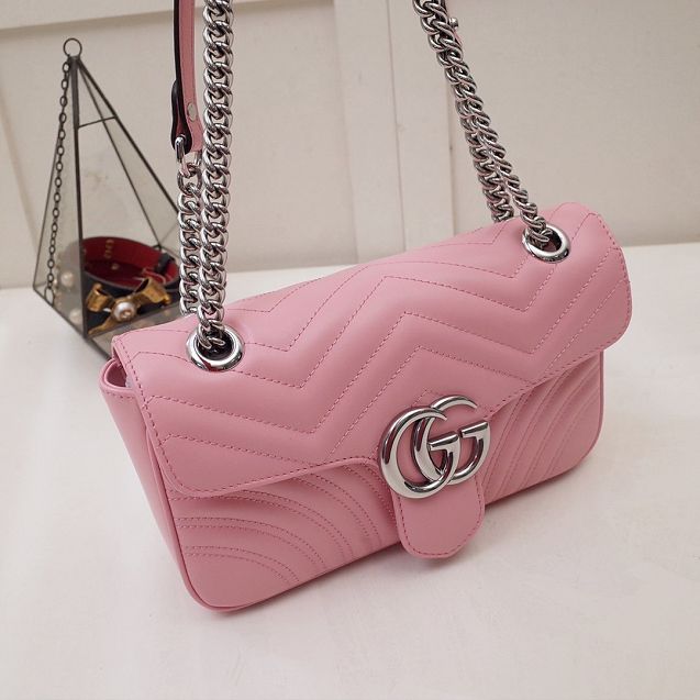 GG original calfskin marmont small shoulder bag 443497 pink