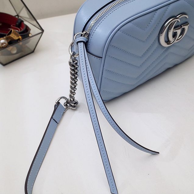 GG original calfskin marmont small shoulder bag 447632 light blue