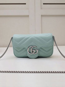 GG original calfskin marmont super mini bag 476433 pastel green