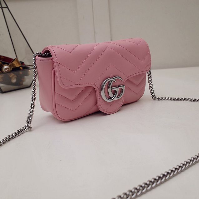 GG original calfskin marmont super mini bag 476433 pink