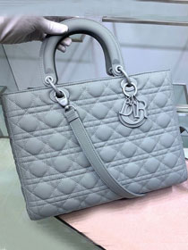 Dior original lambskin large lady dior ultra-matte bag M0566 light blue