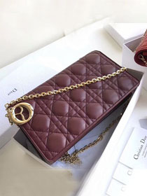 Lady dior original lambskin clutch S0204 dark red