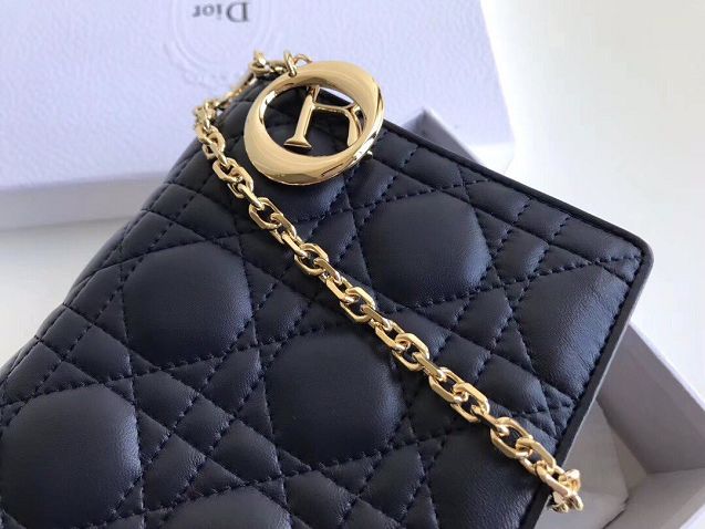 Lady dior original lambskin clutch S0204 navy blue