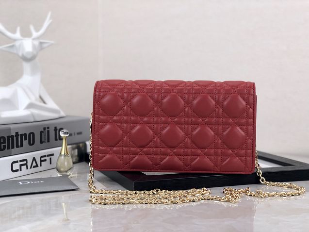 Lady dior original lambskin clutch S0204 red