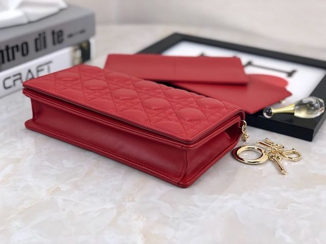 Lady dior original lambskin clutch S0204 red