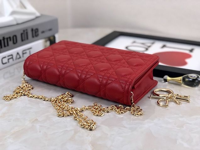 Lady dior original lambskin clutch S0204 red