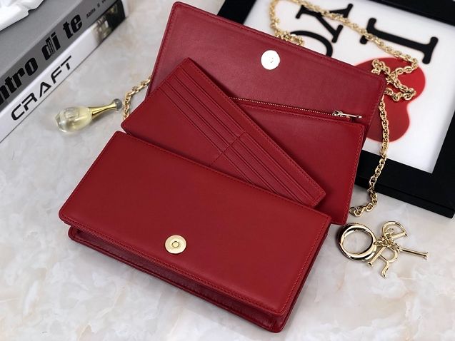 Lady dior original lambskin clutch S0204 red