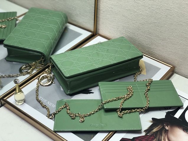 Lady dior original patent calfskin clutch S0204 avocado green