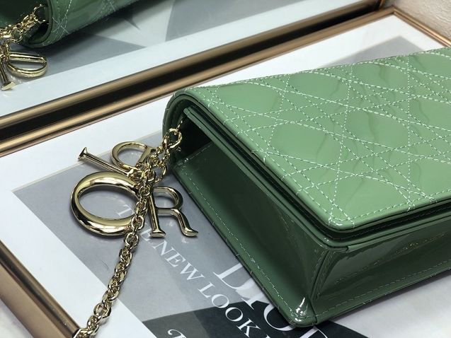 Lady dior original patent calfskin clutch S0204 avocado green