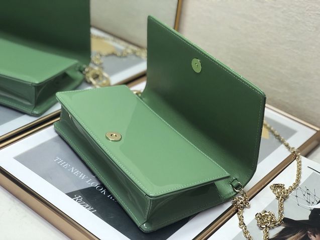 Lady dior original patent calfskin clutch S0204 avocado green