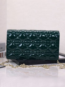 Lady dior original patent calfskin clutch S0204 dark green