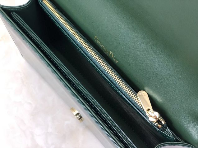 Lady dior original patent calfskin clutch S0204 dark green