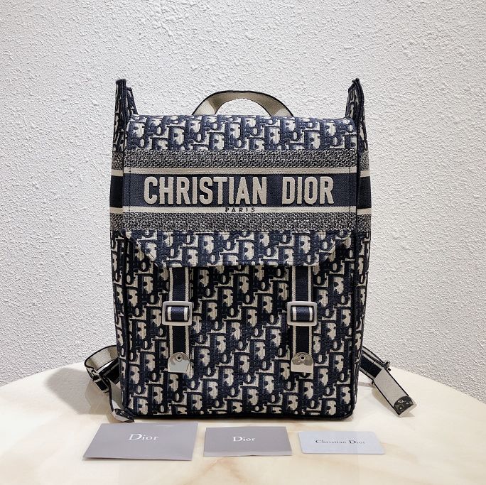 Dior original canvas backpack M1293 dark blue