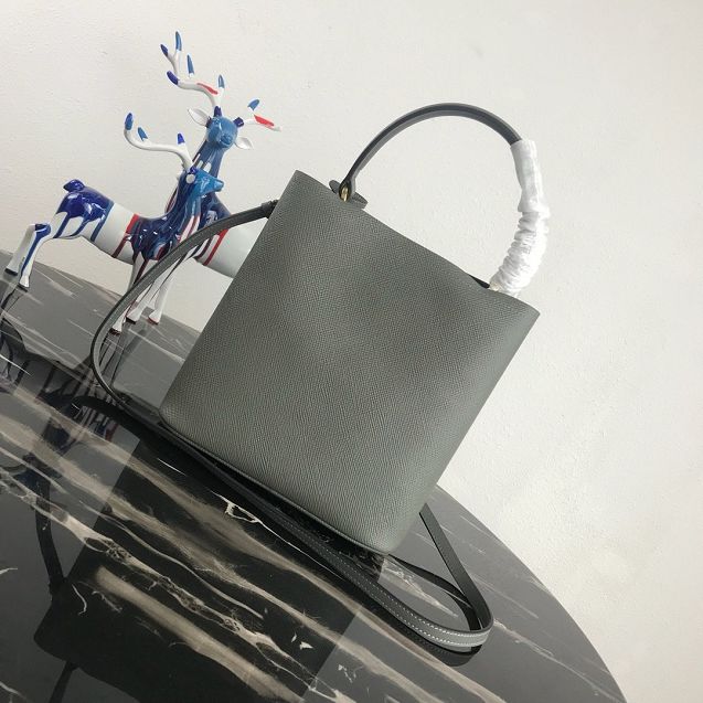 Prada original saffiano leather medium panier bag 1BA212 grey