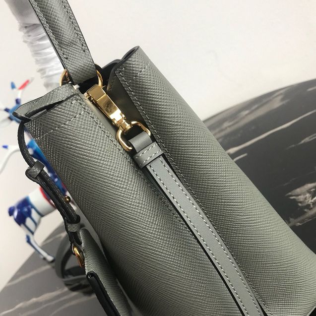 Prada original saffiano leather medium panier bag 1BA212 grey
