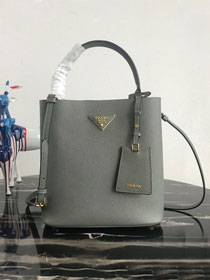 Prada original saffiano leather medium panier bag 1BA212 grey