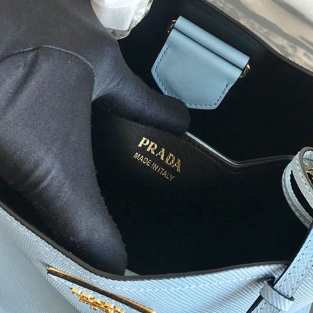 Prada original saffiano leather medium panier bag 1BA212 light blue