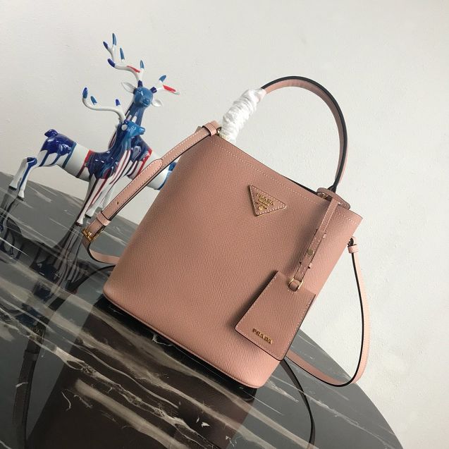 Prada original saffiano leather medium panier bag 1BA212 nude