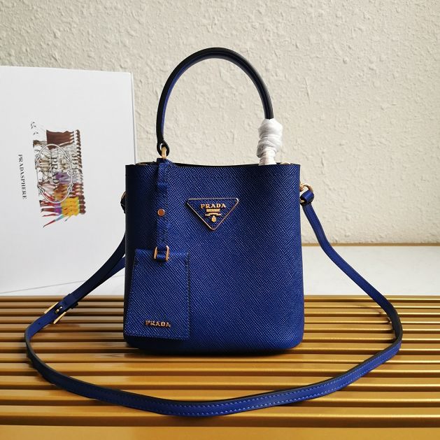 Prada original saffiano leather small panier bag 1BA217 blue