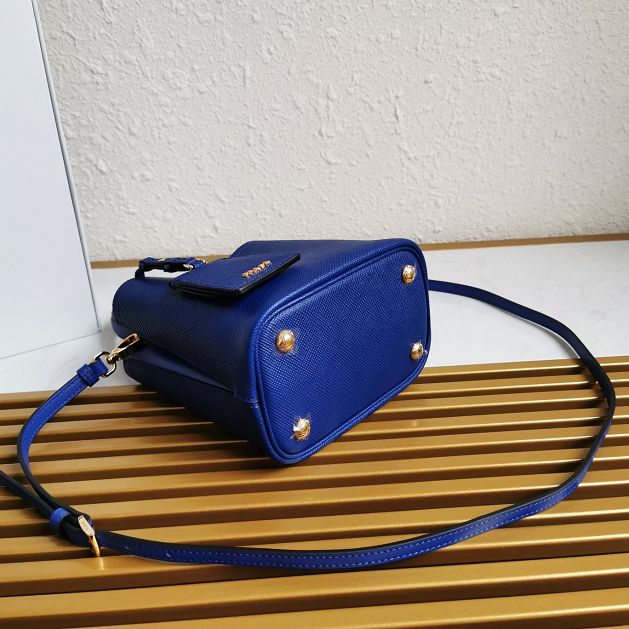 Prada original saffiano leather small panier bag 1BA217 blue