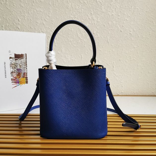 Prada original saffiano leather small panier bag 1BA217 blue