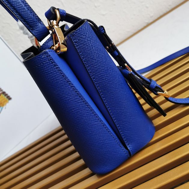 Prada original saffiano leather small panier bag 1BA217 blue