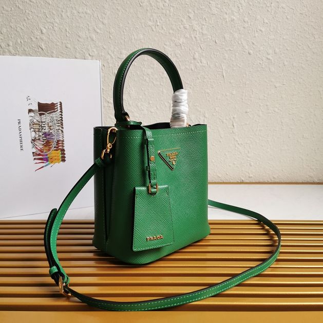 Prada original saffiano leather small panier bag 1BA217 green