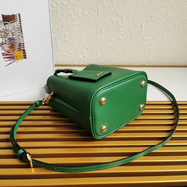 Prada original saffiano leather small panier bag 1BA217 green