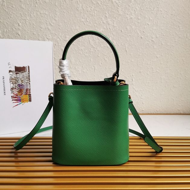 Prada original saffiano leather small panier bag 1BA217 green