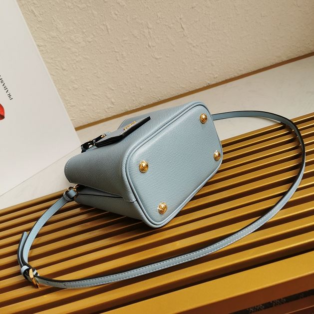 Prada original saffiano leather small panier bag 1BA217 light blue