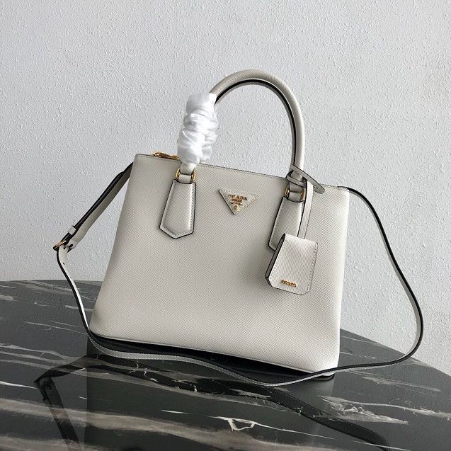 Prada original galleria saffiano leather medium tote bag 1BA232 white