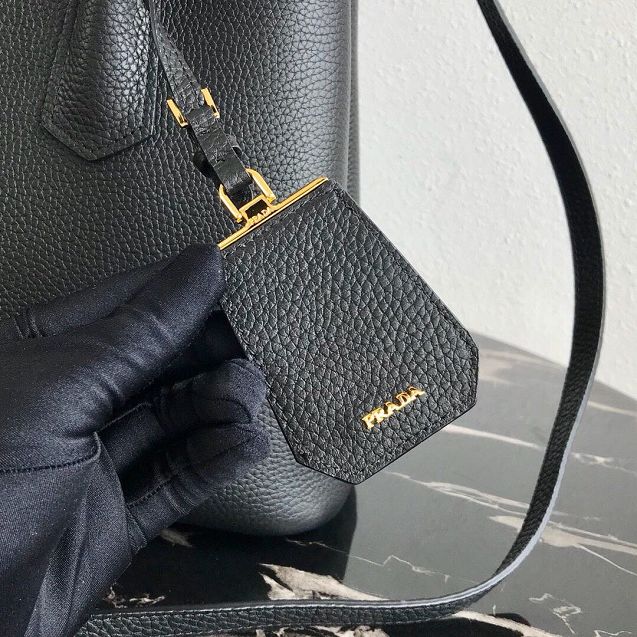 Prada original grained calfskin medium double bag 1BG2775 black&coffee