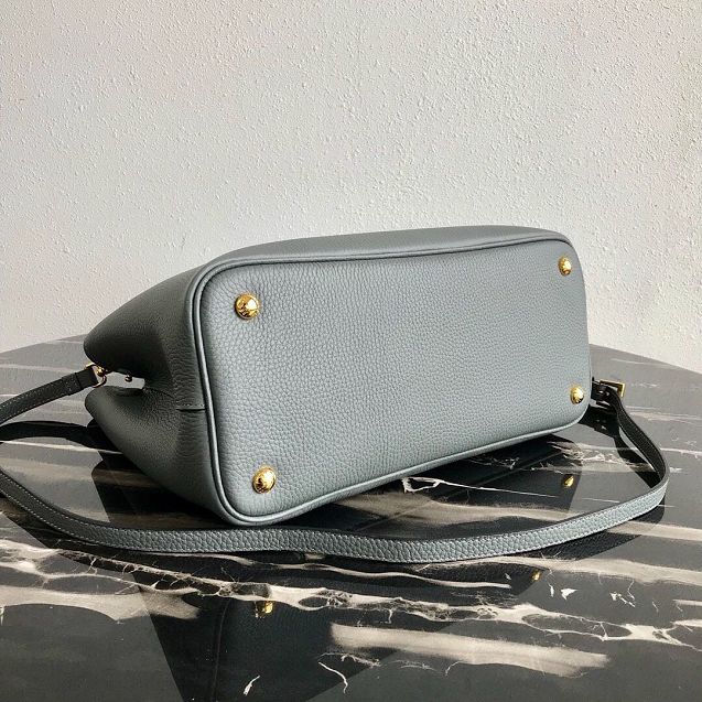 Prada original grained calfskin medium double bag 1BG2775 grey