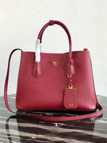 Prada original grained calfskin medium double bag 1BG2775 red