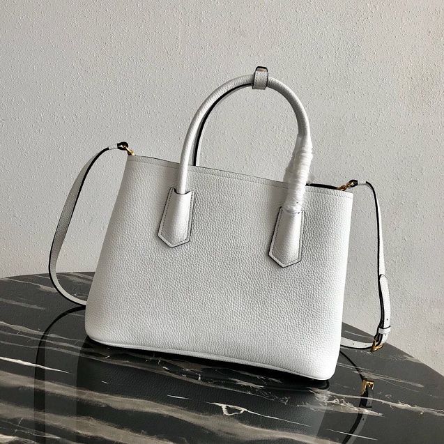 Prada original grained calfskin medium double bag 1BG2775 white