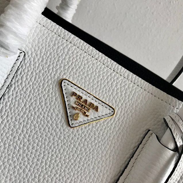 Prada original grained calfskin medium double bag 1BG2775 white