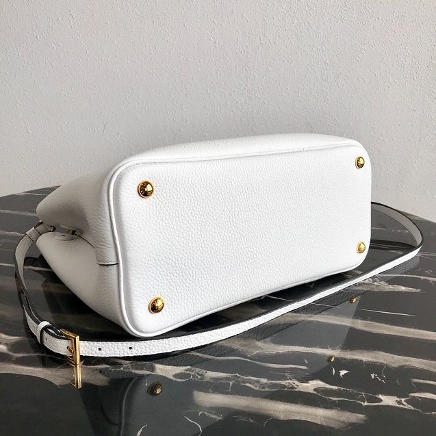 Prada original grained calfskin medium double bag 1BG2775 white