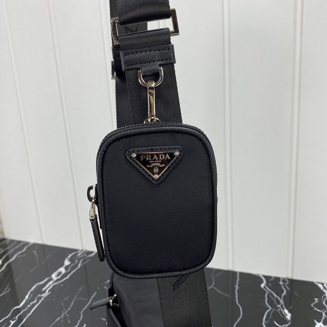 Prada original nylon shoulder bag 2VD034 black 