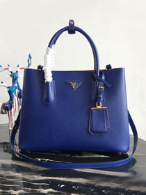 Prada original saffiano leather medium double bag 1BG2775 blue