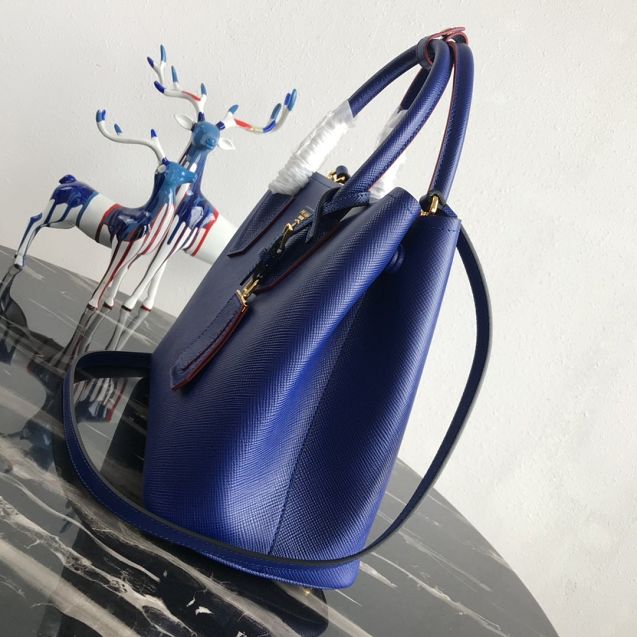 Prada original saffiano leather medium double bag 1BG2775 blue