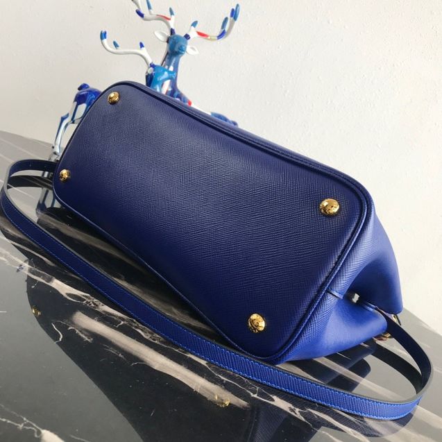 Prada original saffiano leather medium double bag 1BG2775 blue