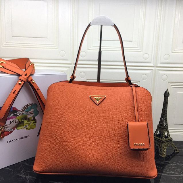 Prada original saffiano leather matinee handbag 1BA249 orange